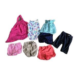 Lot Of 8 Girls Clothes 18-24 Months Summer 1 Dress 1 Bodysuit 1 Outfit 4 Shorts